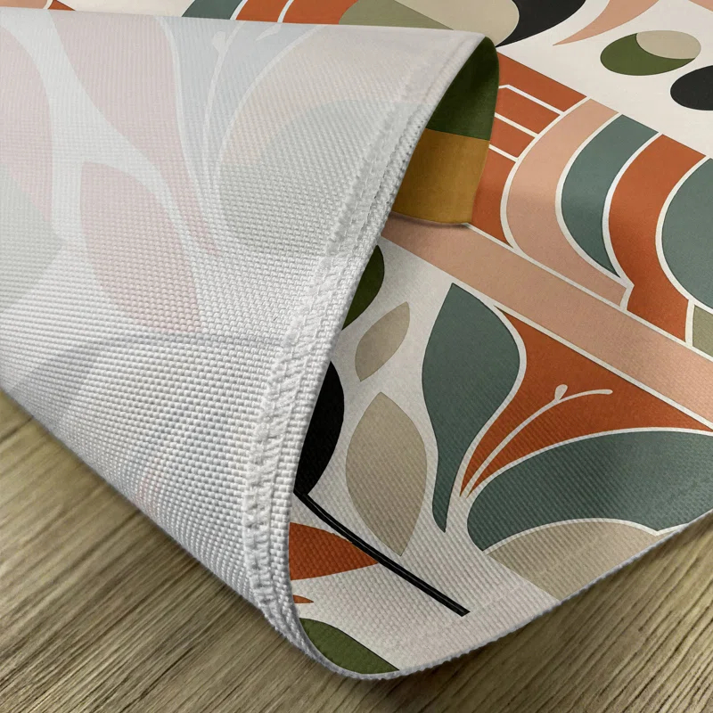 Polyester Beige Green And Burnt Orange Rectangle Placemat (Set of 4)