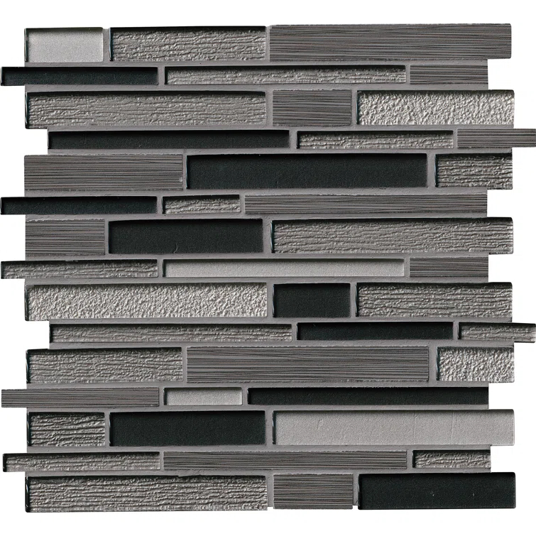 Ackland Metro Gris Blend Interlocking Random Sized Mixed Material Glass Mosaic Tile