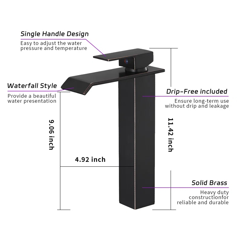 Vessel Sink Faucet Single-handle Bathroom Faucet with Drain Assembly