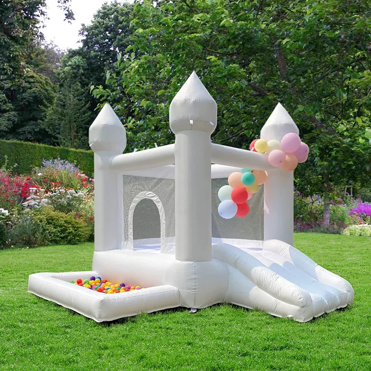 Connsann 9' x 9'  Oxford White Bounce House with Slide and Air Blower