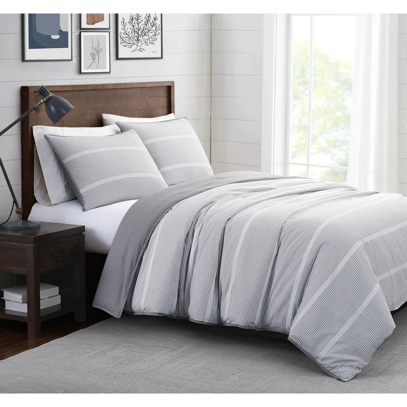 Brooklyn Loom Niari Yarn Dye Stripe Cotton Box Stitch Striped Comforter Set