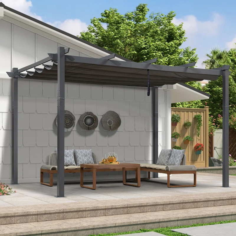 Purple Leaf 13 Ft. W X 9.5 Ft. D Aluminum Pergola with Canopy