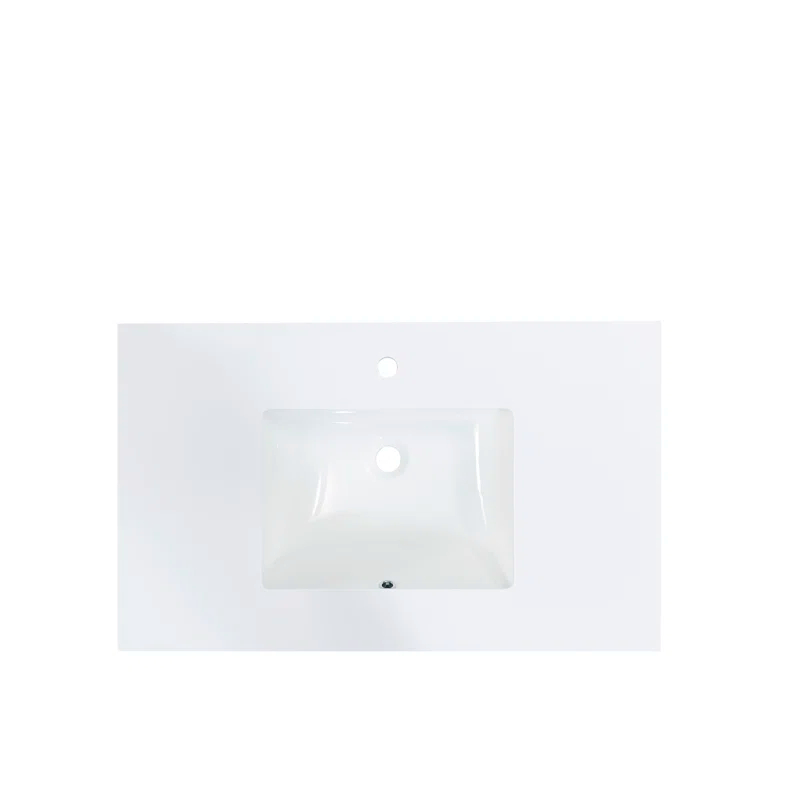Altair Viterbo 37" Single Bathroom Vanity Top in High Gloss White Stone Finish with Sink