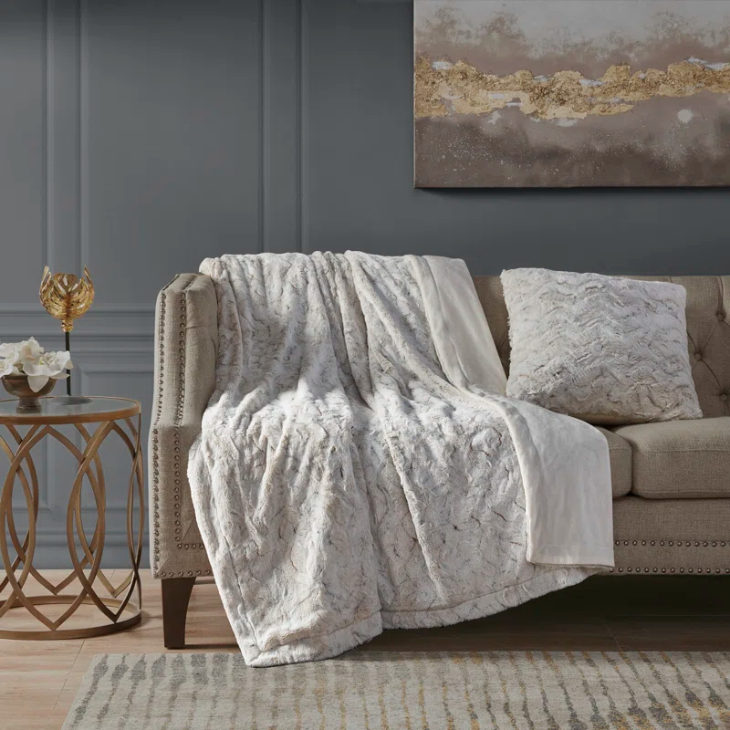 Madison Park Faux Fur Striped Throw Pillow