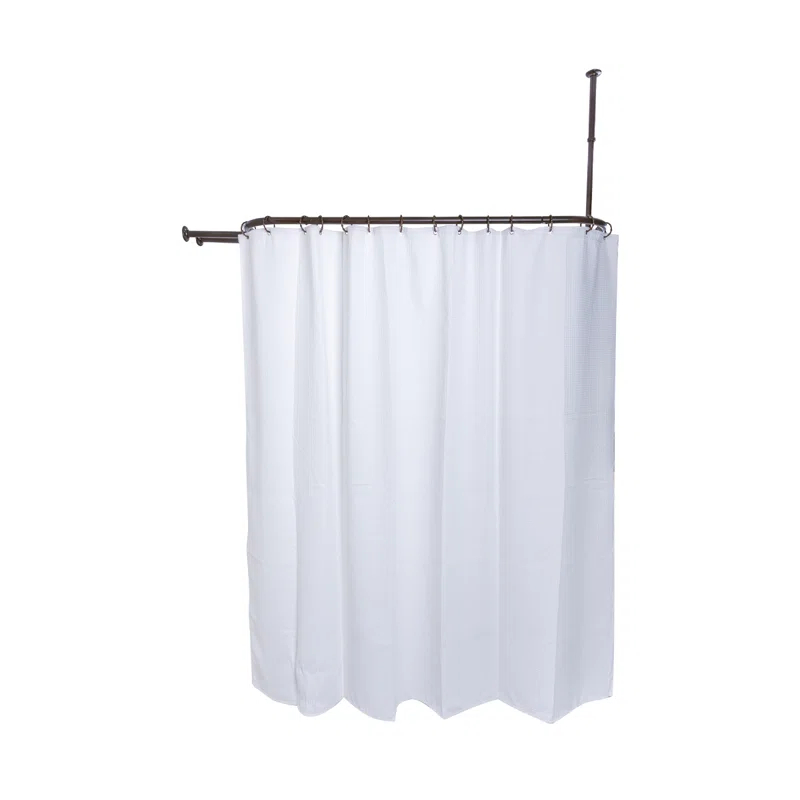 Utopia Alley Rustproof 54" L D-Shaped Fixed Shower Curtain Rod & Hook Set | Wayfair