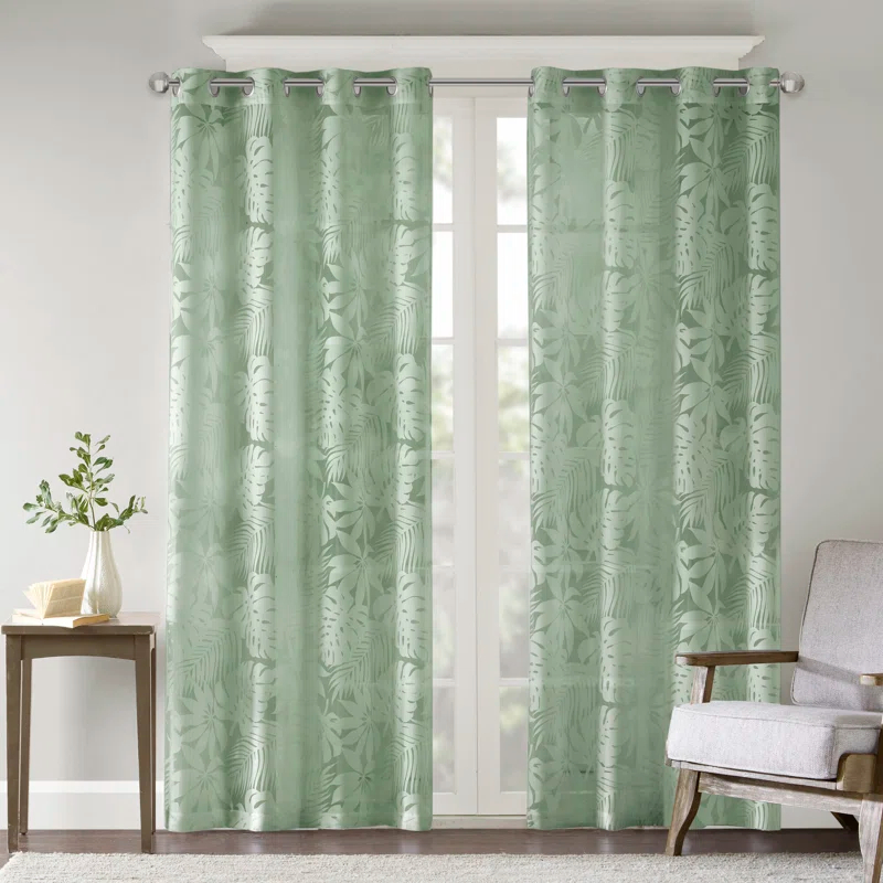 Madison Park Leilani Palm Leaf Burnout Window Sheer