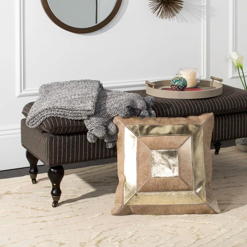 Geometric Cowhide Throw Pillow