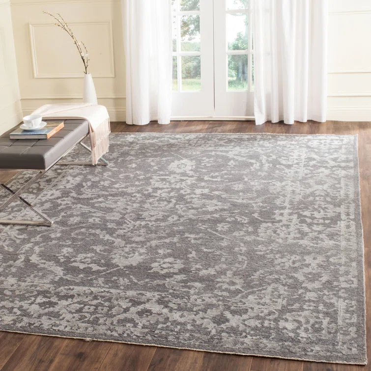 Safavieh Centennial Hand Knotted Viscose/Cotton Floral Rug in Light Gray/Dark Gray