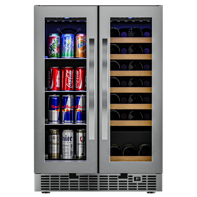 KoolMore Koolmore 24 in. Width 21 Bottles and 60 Cans Dual Zone Freestanding/Built-In Wine & Beverage Refrigerator.