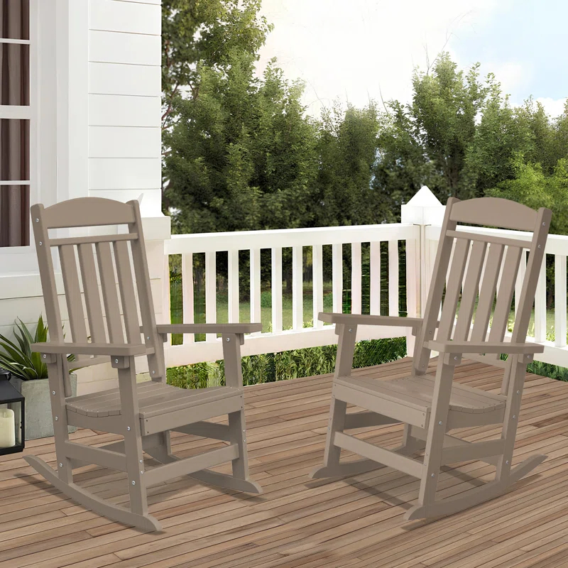 Oxing HDPE Outdoor Rocking Chair (Set of 2)