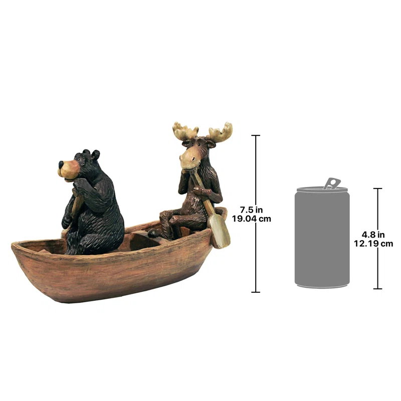 Design Toscano Moose and Black Bear in a Boat Statue