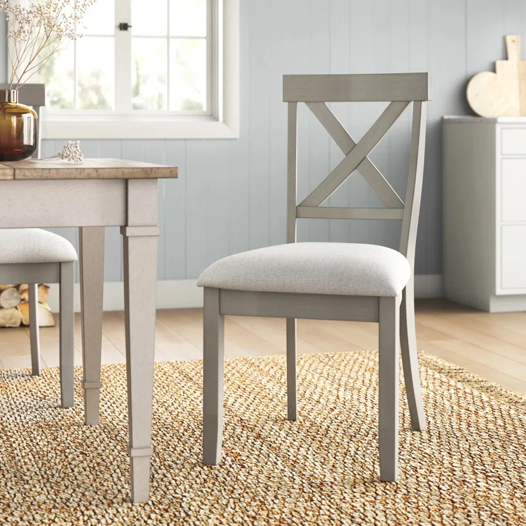 Sand & Stable™ Coastline Solid Wood Cross Back Side Chair in Gray & Reviews | Wayfair
