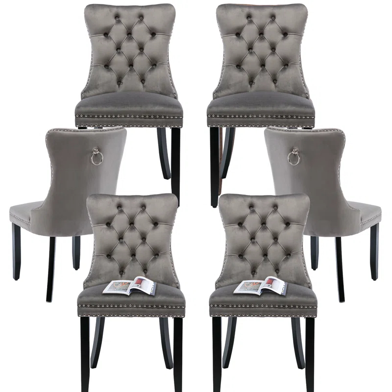 Rosdorf Park High-end Tufted Velvet Upholstered Nailhead Dining Chair