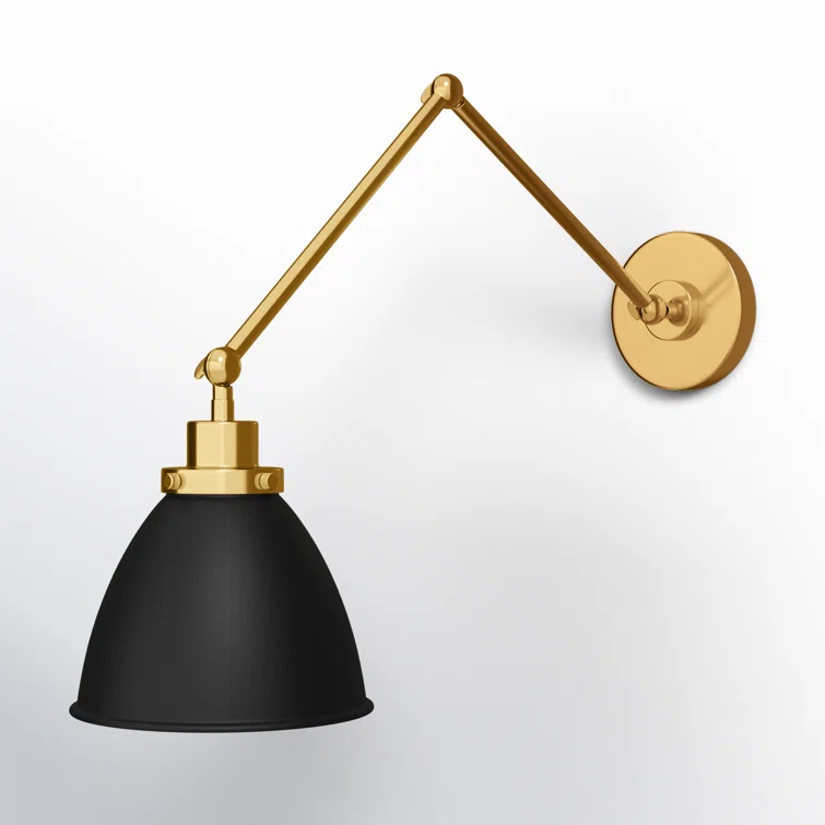 Wellfleet Midnight Black and Burnished Brass Dome Wall Sconce