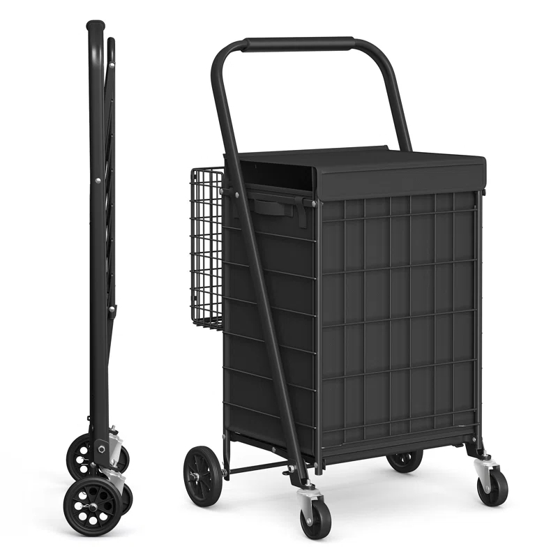 Songmics Heavy Duty Grocery Cart With 360° Swivel Wheels