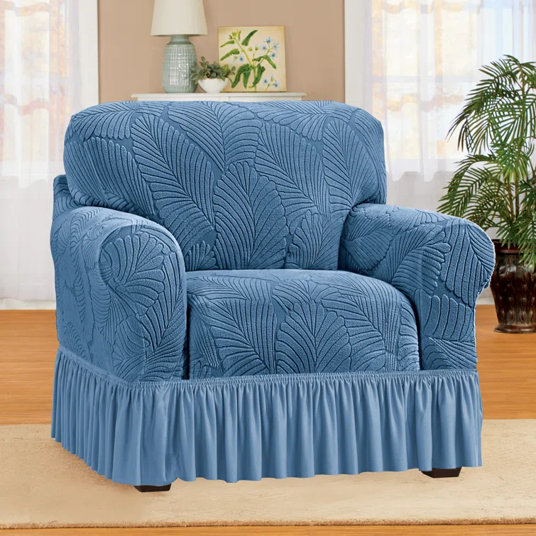 Winston Brands Textured Leaf Design Ruffled Skirt Slipcover