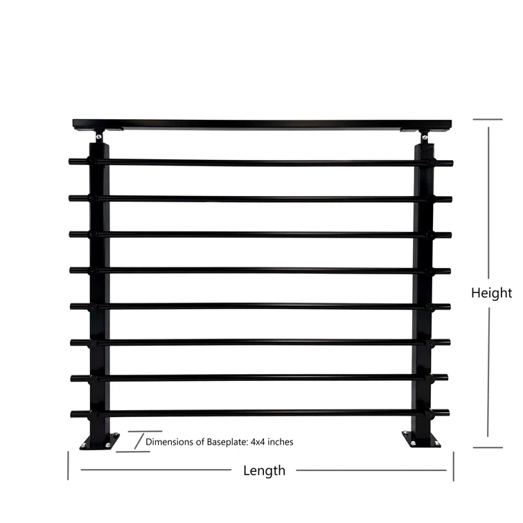 Concept Fusion Modern Horizontal Adjustable Railing Banister System for Staircases Balconies and Decks Complete Guard Railing Kit