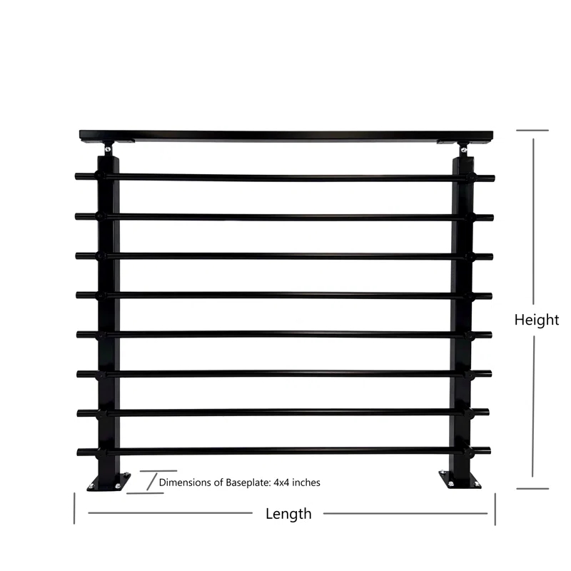 Concept Fusion Modern Horizontal Adjustable Railing Banister System for Staircases Balconies and Decks Complete Guard Railing Kit