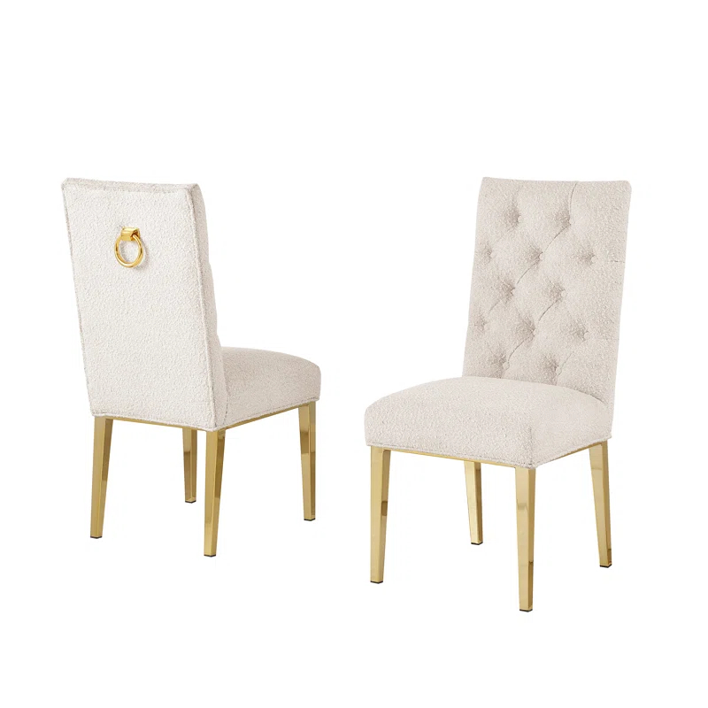 Rosdorf Park Button Tufted Side Chairs With Boucle Fabric (Set of 2)