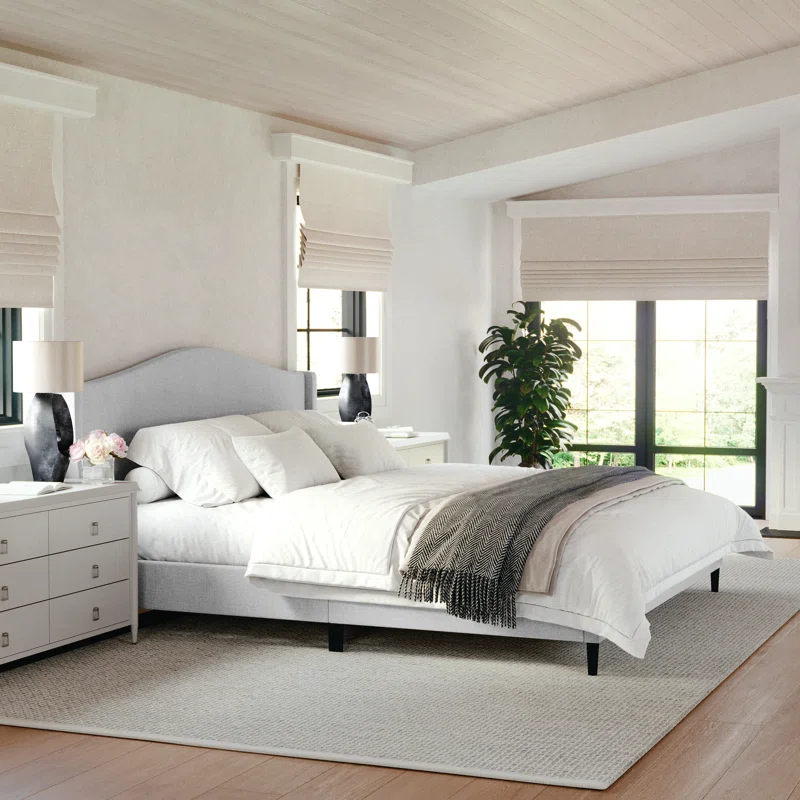 Martha Stewart Martha Stewart Amelia Upholstered Platform Bed With Curved Headboard