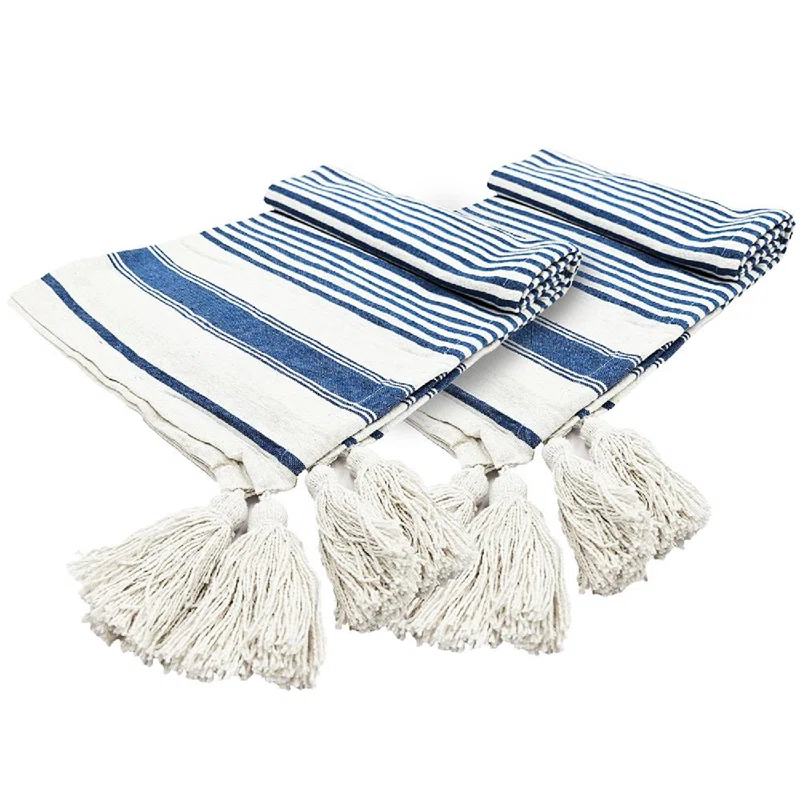 Brighton Striped Throw Blanket - Set of 2 - 50" x 60" - Blue
