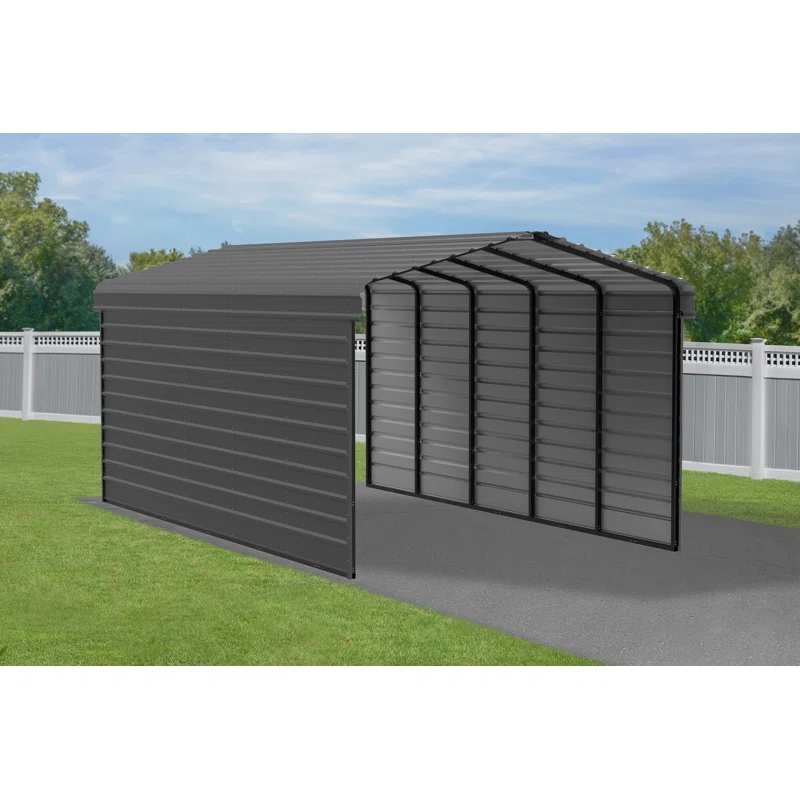 Arrow Arrow Steel Carport with 2 Side Wall Kits, 12x24x09