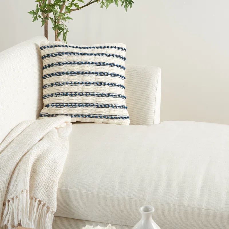 Mina Victory Striped Cotton, Polyester Throw Pillow