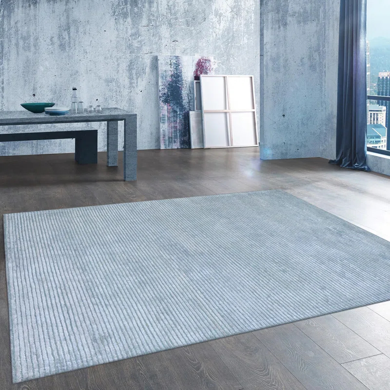 Pasargad Edgy Tufted Wool/Synthetic Blue Area Rug | Wayfair