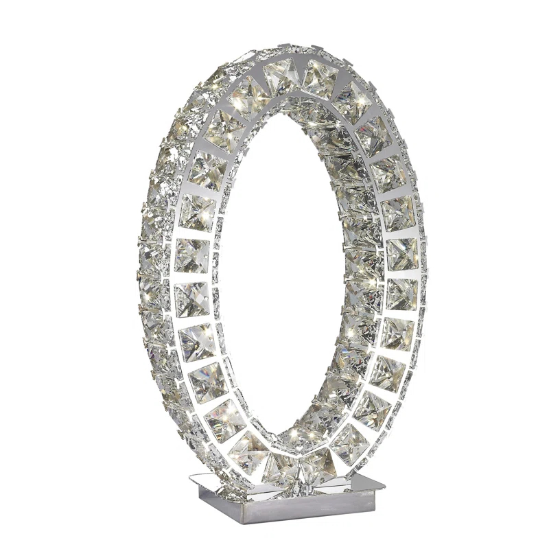 Everly Quinn Everly Quinn Oval Crystal Extravaganza 17.5" Table Lamp // Led Strip