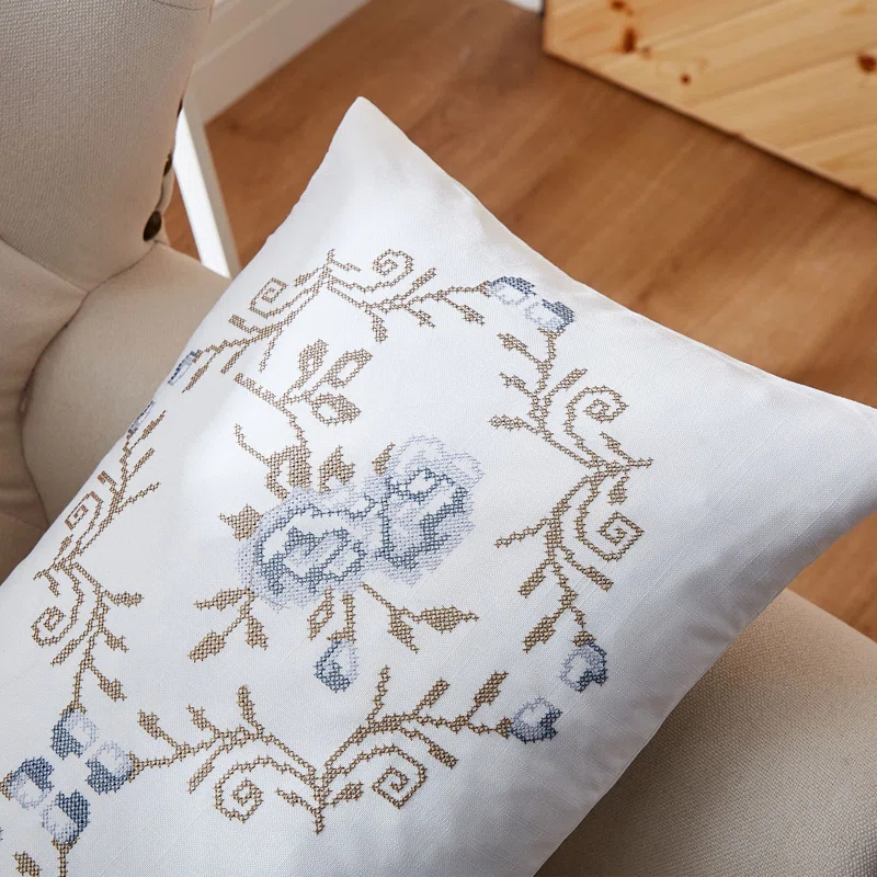 Home Soft Things Rose Embroidered Pillow Cover (Set of 2)