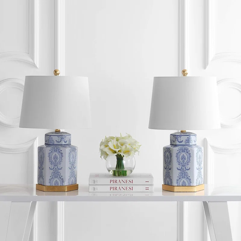 Bloomsbury Market Bodin White Ceramic Table Lamps - Set Of 2 (LED Bulbs Included)