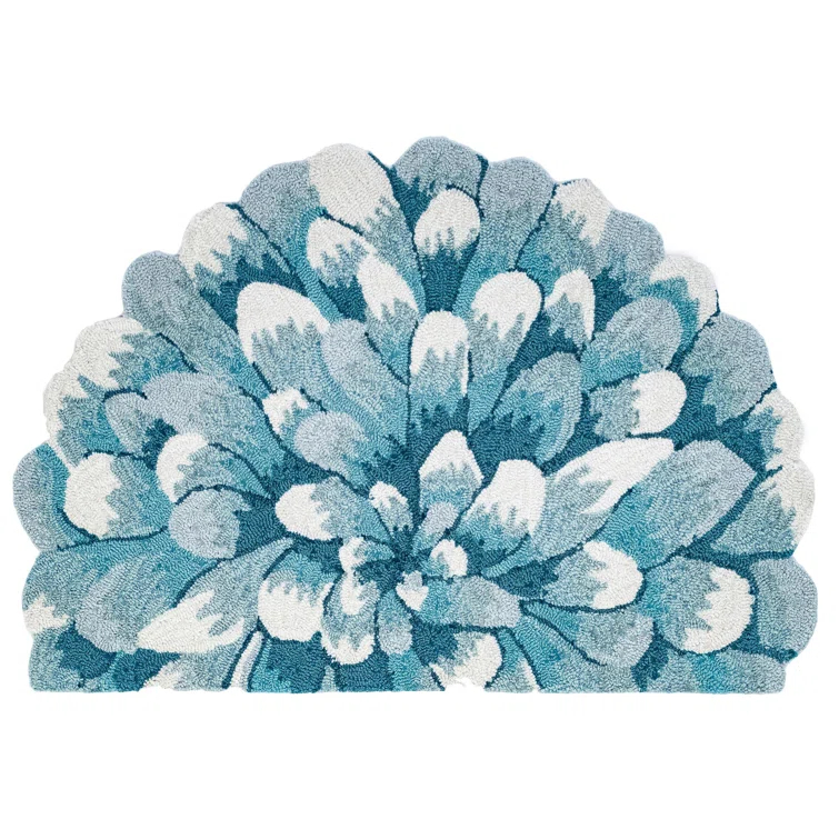 Liora Manne Transitional Rugs Frontporch Mum Indoor/Outdoor Rug Aqua 2'6" X 4'