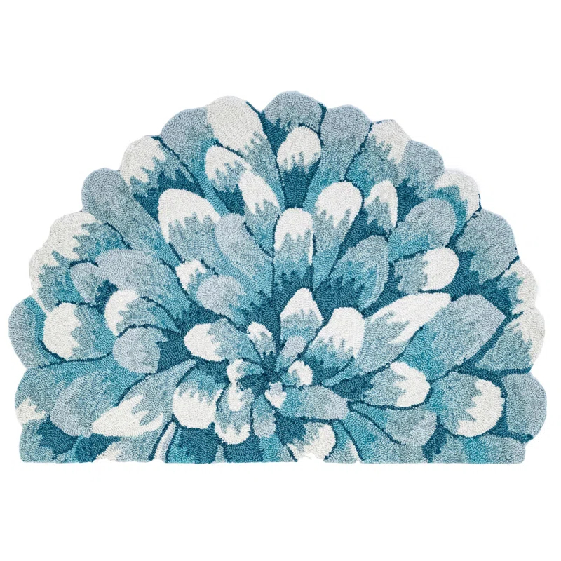 Liora Manne Transitional Rugs Frontporch Mum Indoor/Outdoor Rug Aqua 2'6" X 4'