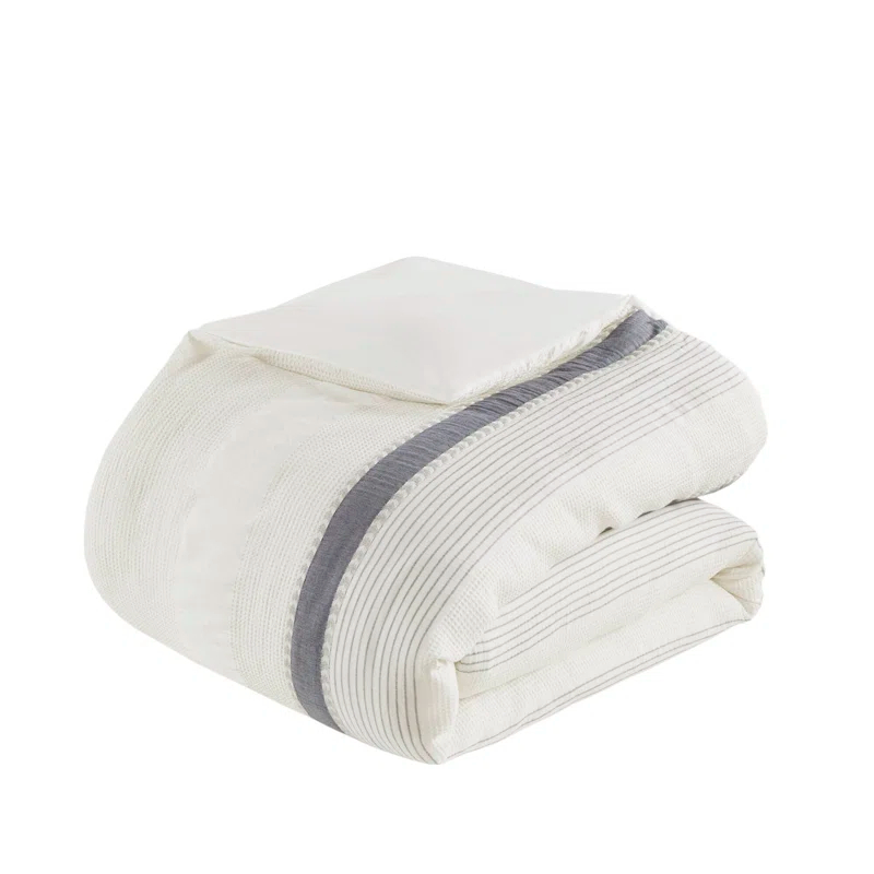 Murphy Oversized Cotton Jacquard Comforter Set With Euro Shams And Throw Pillows