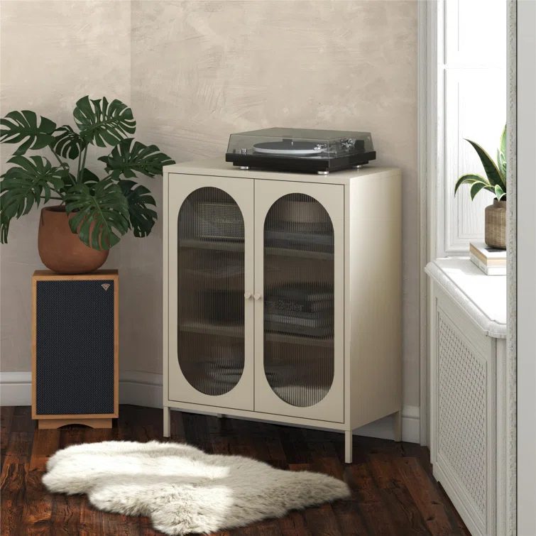Mr. Kate Luna 39.96'' Tall Accent Cabinet with Fluted Glass