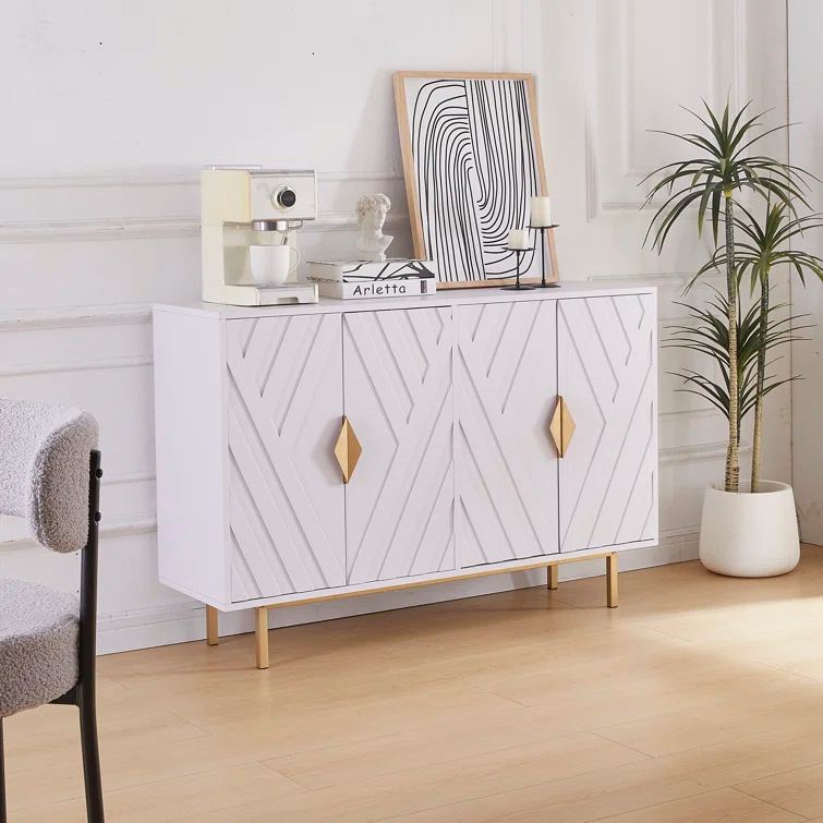 Mercer41 47.2" Accent Cabinet With 3D Geometric Doors