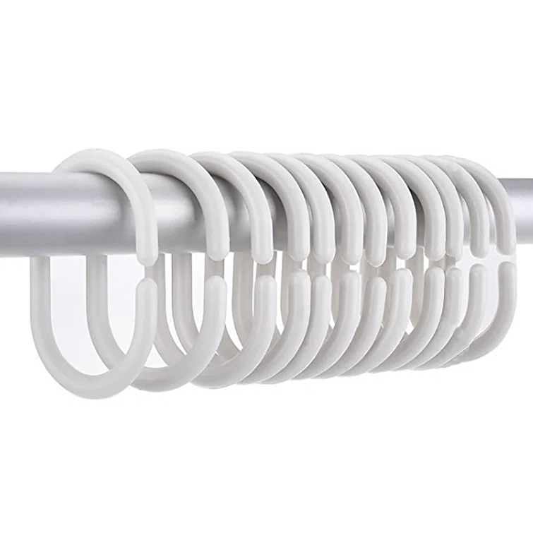 Evideco Solid Plastic Shower Curtain Hooks Rings (Set of 12)