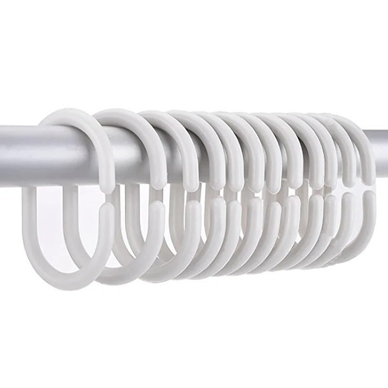 Evideco Solid Plastic Shower Curtain Hooks Rings (Set of 12)