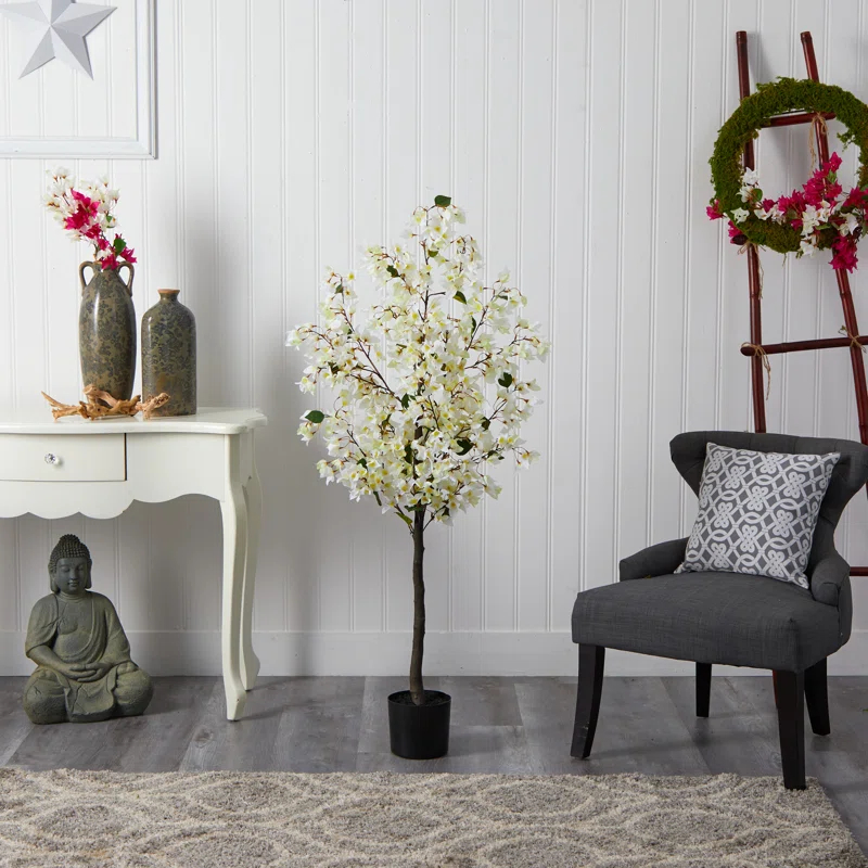 Primrue Faux Flowering Tree in Planter