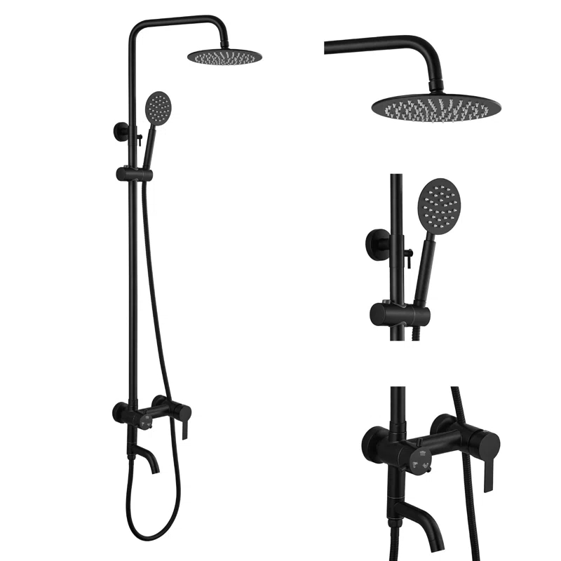 FUNDUXA Stainless Steel Wall Mounted Outdoor Shower with Detachable Shower Head