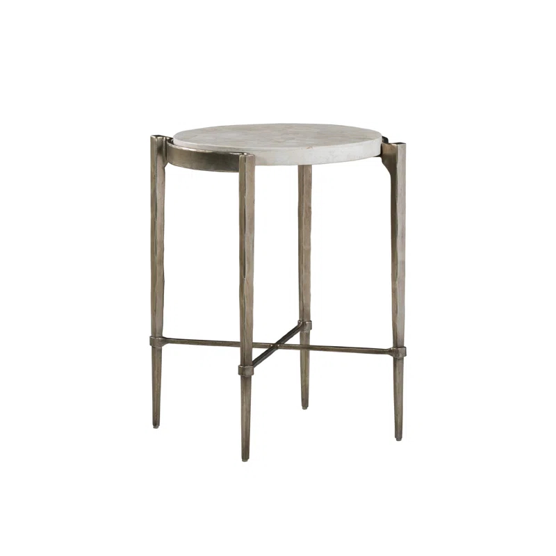 Artistica Home Signature Designs Percival Stone Veneer Tray Top End Table