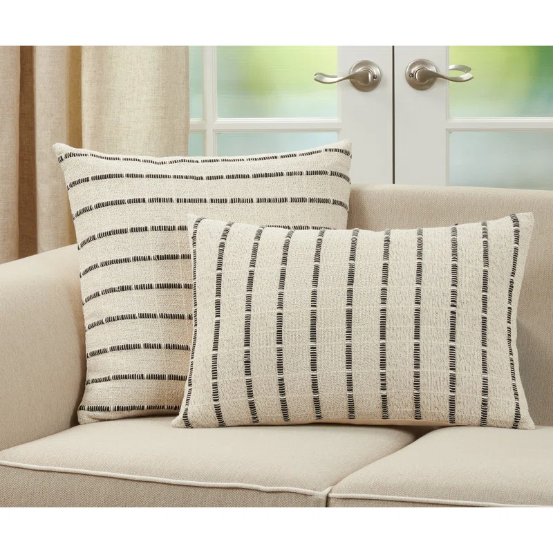 Saro Coralee Collection Striped Cotton Throw Pillow