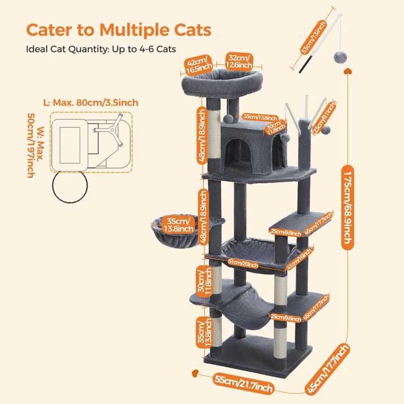 Archie & Oscar™ Indoor Cat Tower with Sisal Scratching Post
