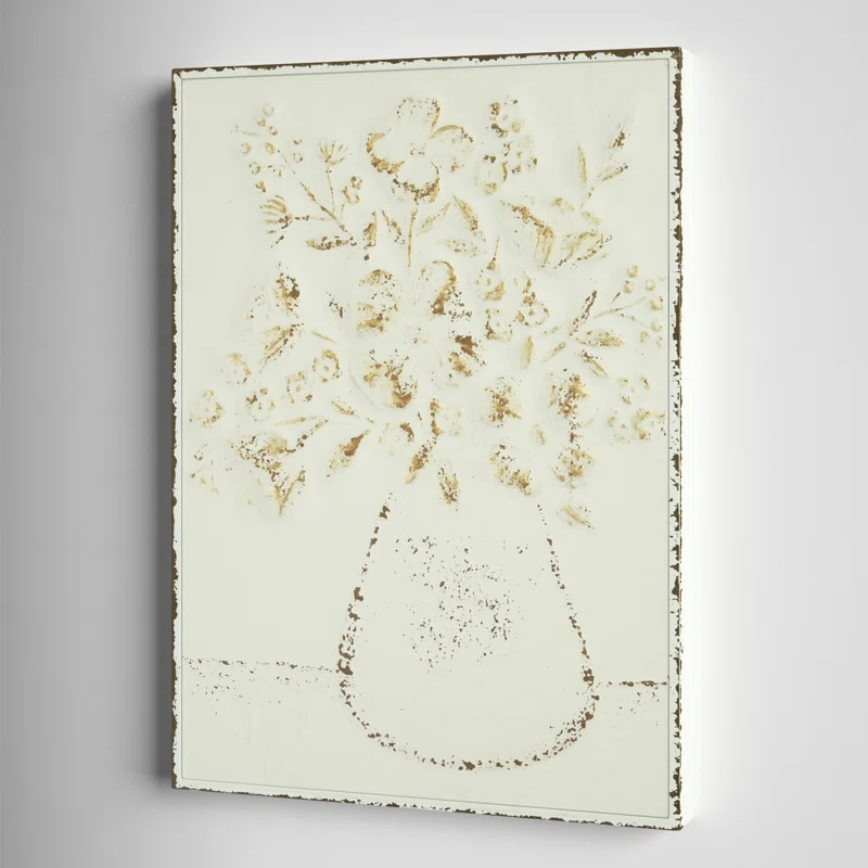 Kelly Clarkson Home Embossed Metal Wall Art with Flowers in Vase