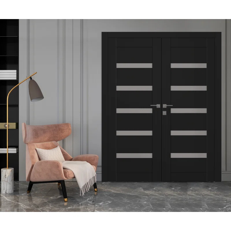 Belldinni Leora Manufactured Wood and Glass Paneled Double Door