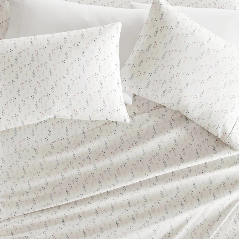 4 Piece Sheet Set Patterned Microfiber Ultra Soft Bedding in Floral Dream