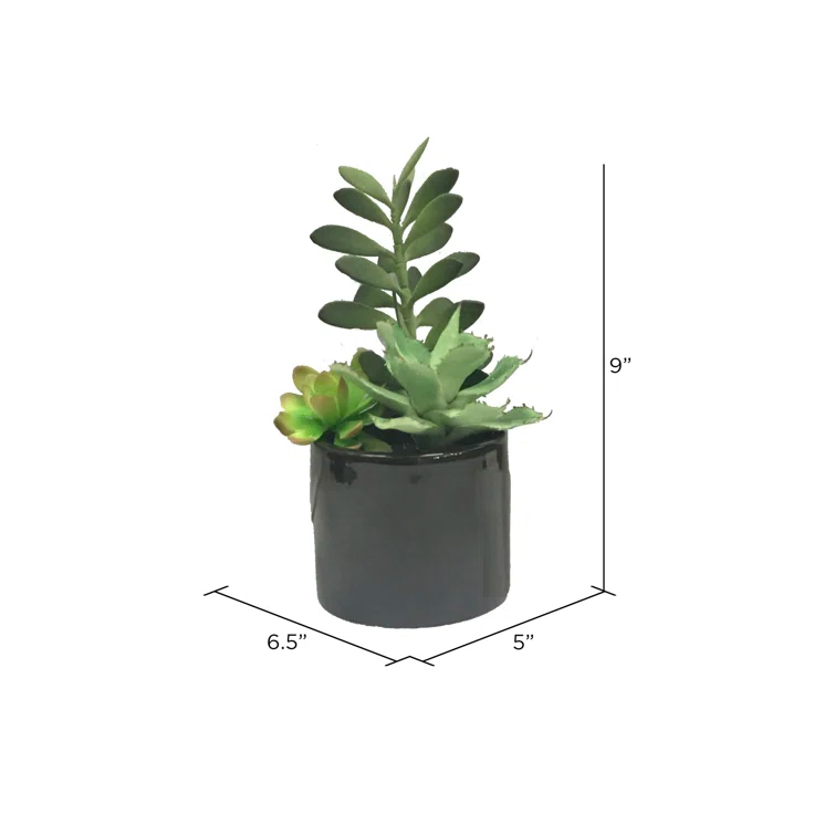 Union Rustic 9'' Faux Succulent in Cement Pot