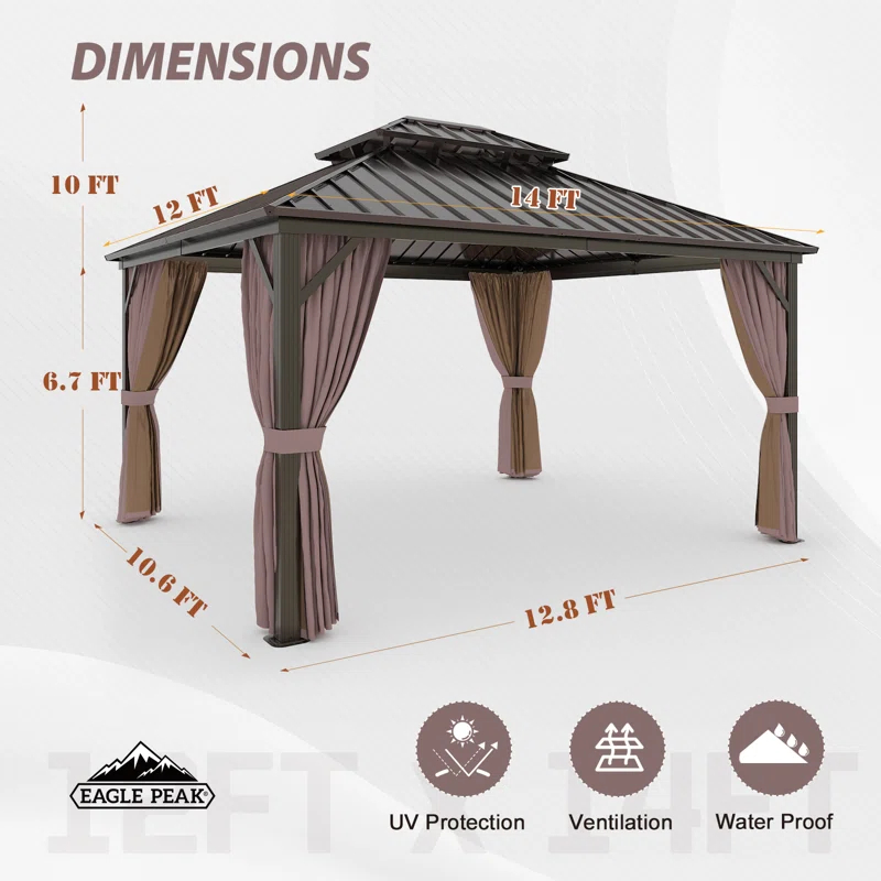 EAGLE PEAK Outdoor Aluminum Frame Hardtop Patio Gazebo