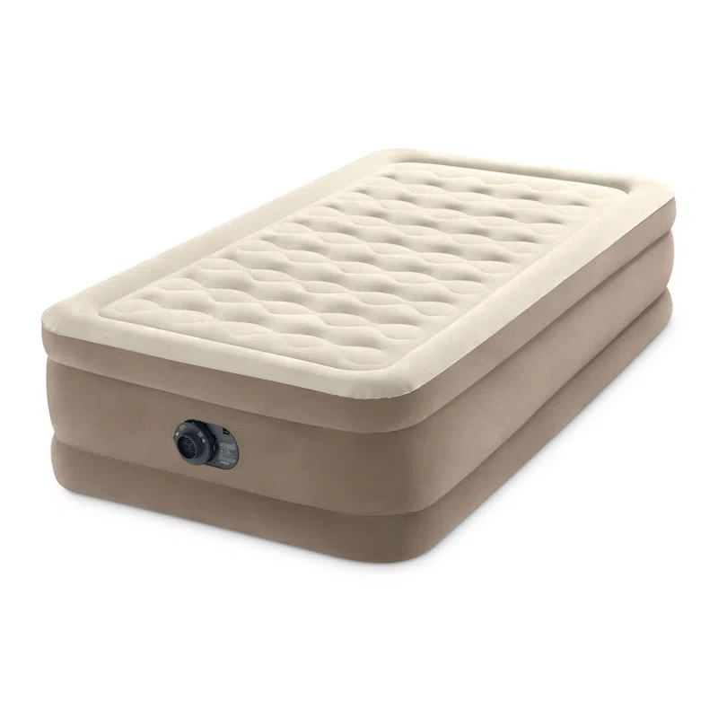 Intex Ultra Plush Fiber Tech Airbed Mattress with Built in Pump