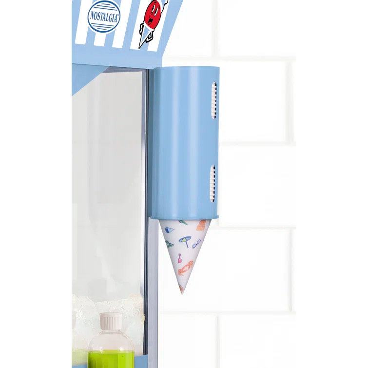 Nostalgia Nostalgia 54-Inch Tall Snow Cone Cart, Makes 72 Icy Treats, Includes Metal Scoop, 2 Syrup Bottles, 100 Paper Cups/Spoons, Storage Compartment, Wheels For Easy Mobility